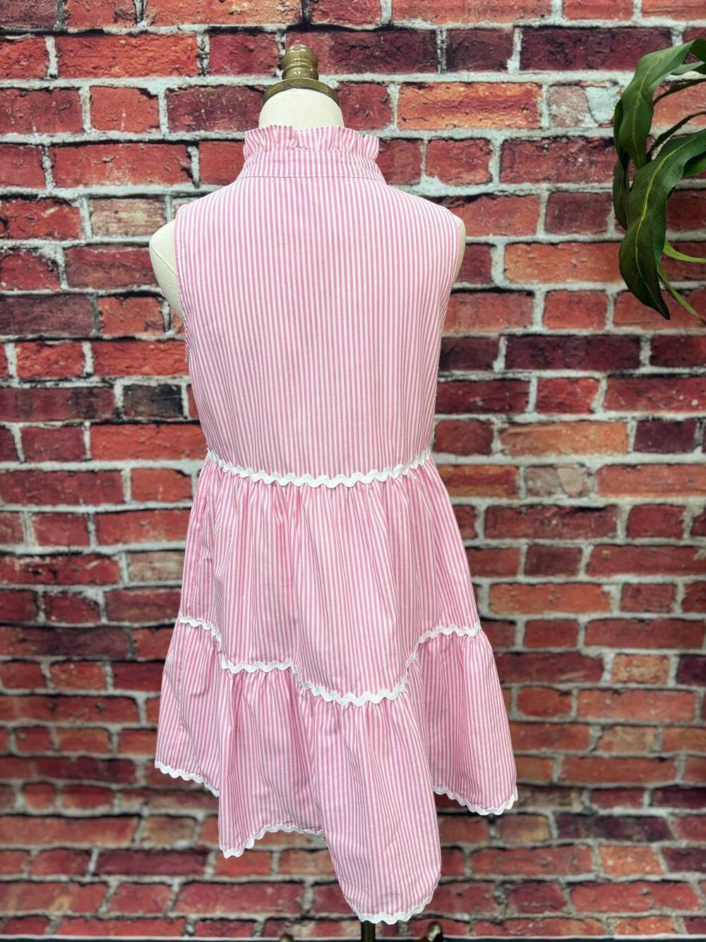 NEW SIMPLY SOUTHERN sweet stripe ruffle tier dress in pink/white - Picture 3 of 4